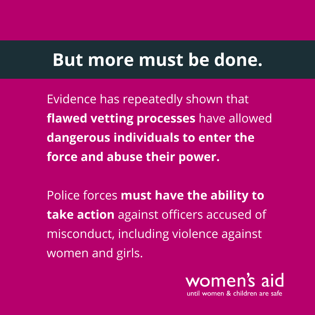 womensaid's tweet photo. The Home Office must act. Survivors need safe reporting, even when abusers are police. We back the HMICFRS, Angiolini Inquiry &amp; CWJ’s 12-point plan—but real change is overdue. Independent investigations &amp; accountability are a must. 

Read more here: https://t.co/jjkBFr2J2r https://t.co/3JdzKblM9e
