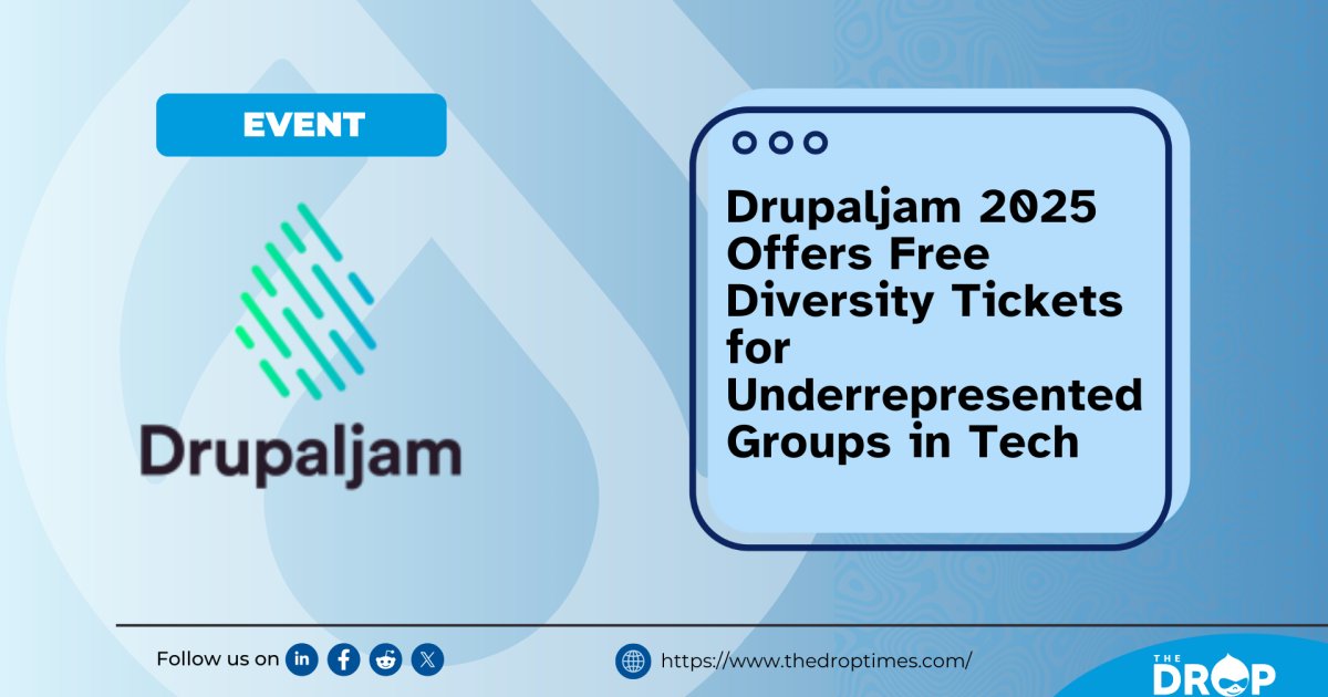 thedroptimes's tweet image. 🌍 @Drupaljam  2025 is fostering diversity! Five free tickets are available for underrepresented groups in tech—apply or nominate someone by April 21! Join 'em in Utrecht on May 21. 🔗 Apply now: bit.ly/4gJDcyV #Drupal #DiversityInTech #Drupaljam @drupalnl
