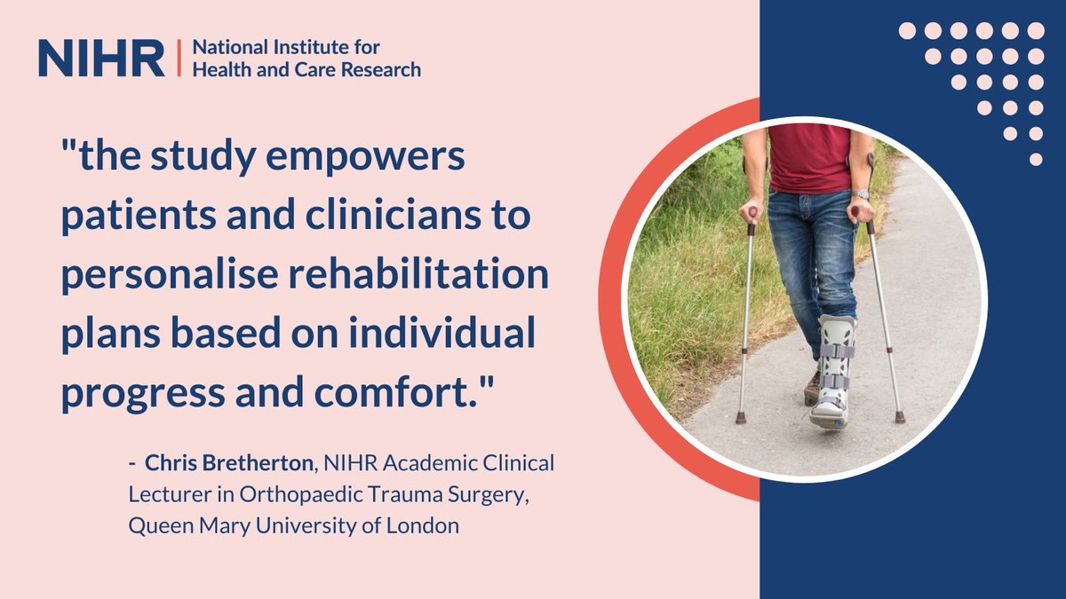 🚶🏾 Research suggests that walking 2 weeks after ankle surgery is as safe as waiting 6 weeks.

🎾 This means that people could return to normal activities earlier.

💬 Clinicians could inform patients of these findings when discussing rehabilitation:  evidence.nihr.ac.uk/alert/walking-…