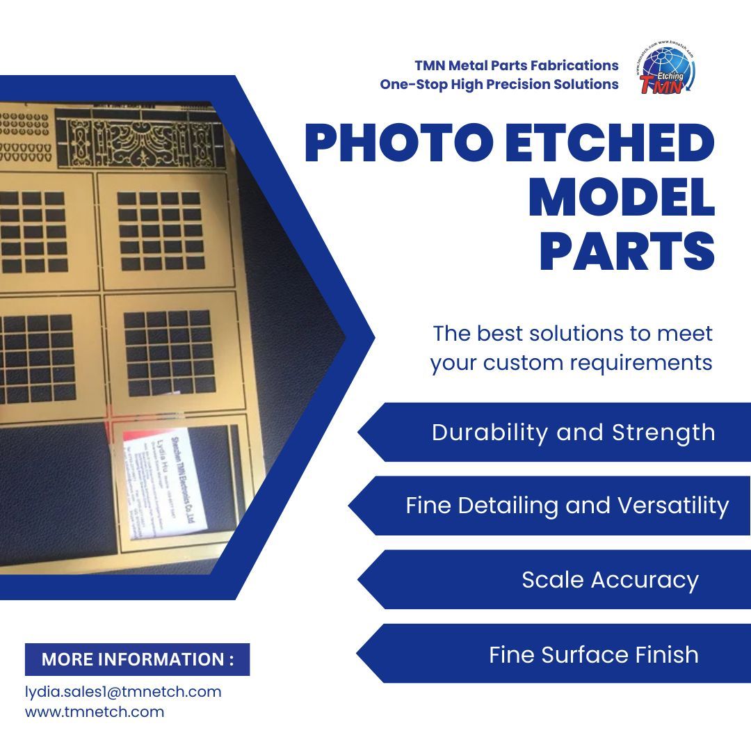 TMNphotoetching's tweet image. Precision photo-etched model parts for high-detail and accuracy! 
Perfect for scale models, electronics, and custom applications.

Contact: lydia.sales1@tmnetch.com

#PhotoEtching #PrecisionParts #MetalEtching #ModelMaking #CustomManufacturing #TMNetch #EtchingServices