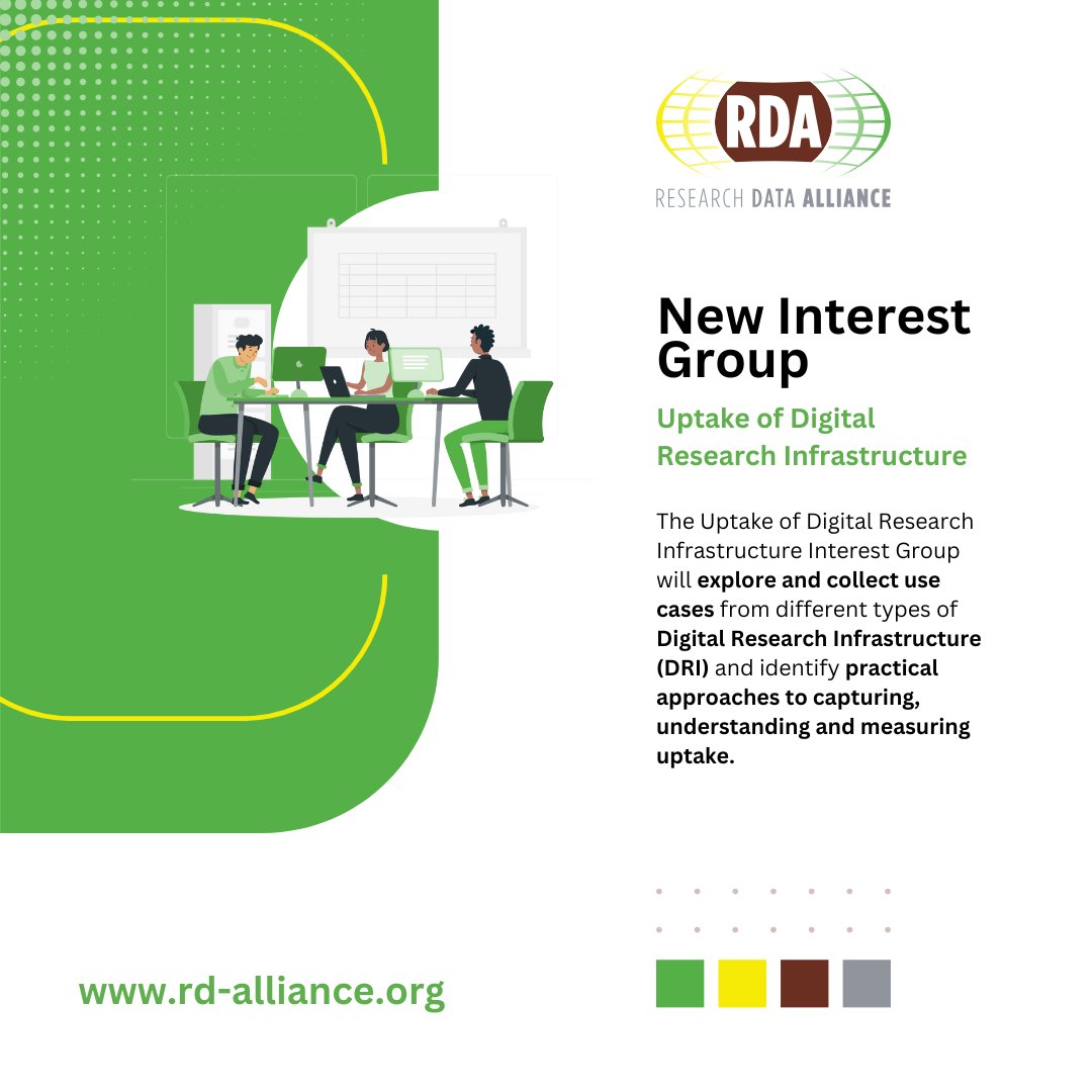 resdatall's tweet image. New Interest Group! 

The Uptake of Digital Research Infrastructure IG will explore and collect use cases from different types of #DigitalResearchInfrastructure, identifying practical approaches to capturing, understanding &amp;amp; measuring uptake.

Learn more: rd-alliance.org/groups/uptake-…