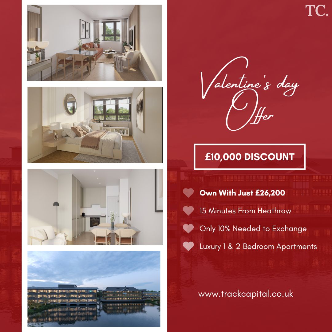 Valentine’s Day Special ❤️

Fall in love with a one-of-a-kind investment – luxury floating apartments just 15 minutes from Heathrow! 

This exclusive opportunity won’t last long! DM us or visit trackcapital.co.uk/portfolio/caus… to secure your spot today! 

#ValentinesOffer #UKInvestment
