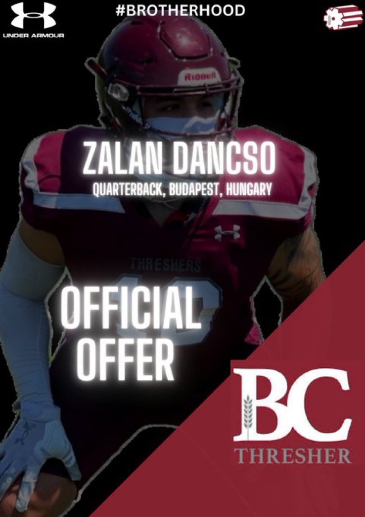 Zalán Dancsó (@zalandancso) on Twitter photo After having a great conversation with <a href="/TheTerryCook/">Coach Terry Cook</a>. I’m happy to say that I’ve recived an offer from <a href="/Threshers_FB/">Bethel College FB</a>‼️
<a href="/jwlawson1/">Coach Lawson</a> <a href="/Taggart_Brown/">Taggart Brown</a>
#RollOn After having a great conversation with <a href="/TheTerryCook/">Coach Terry Cook</a>. I’m happy to say that I’ve recived an offer from <a href="/Threshers_FB/">Bethel College FB</a>‼️
<a href="/jwlawson1/">Coach Lawson</a> <a href="/Taggart_Brown/">Taggart Brown</a>
#RollOn