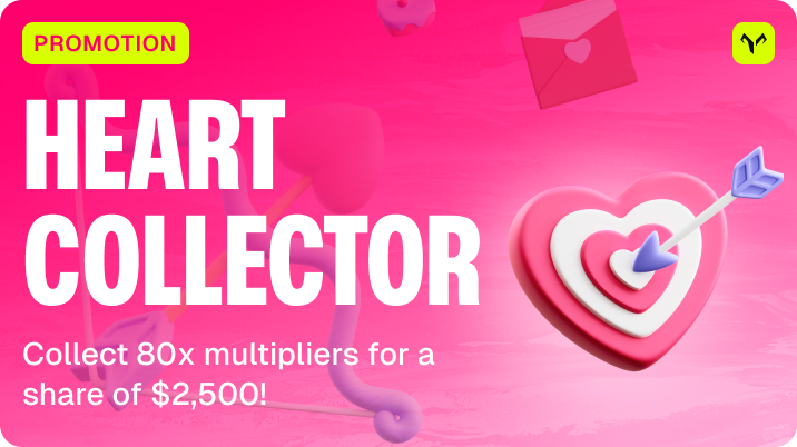 Happy Valentine's Day from Goated ❤️

Once you've wined and dined your significant other, settle down and have some fun together with our latest promotion - Heart Collector!

Collect hearts by hitting 80x multipliers on our selected games to win a share of the $2,500 prize pool.
