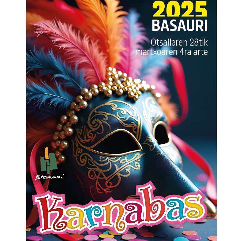 🤡 𝐊𝐀𝐑𝐍𝐀𝐁𝐀𝐒 𝟐𝟎𝟐𝟓
📝Otsailaren 17an, astelehena, irekiko da Familia eta Haurren Mozorro Lehiaketan izena emateko epea.

📝El lunes 17 de febrero se abre el plazo de inscripción en los Concurso de Disfraces Familiar e Infantil.
#Basauri #Carnaval #Inauteriak #Karnabas