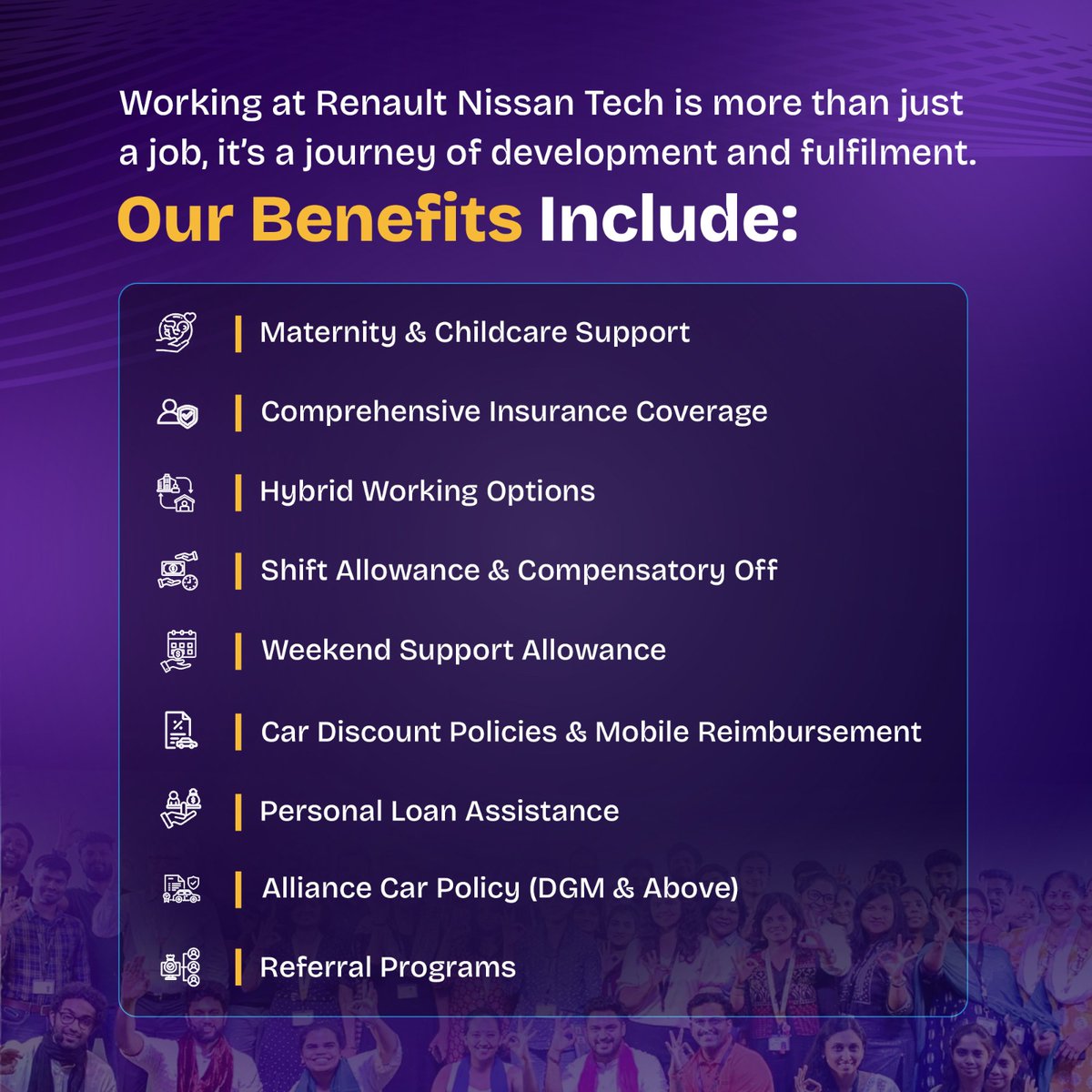 officialRNTBCI's tweet photo. At Renault Nissan Tech, we foster an environment where innovation meets well-being. With a focus on career growth, employee wellness, and work-life balance, we empower our team to thrive both professionally and personally.
#renaultnissantech #whyworkwithus https://t.co/zoonNSUID8