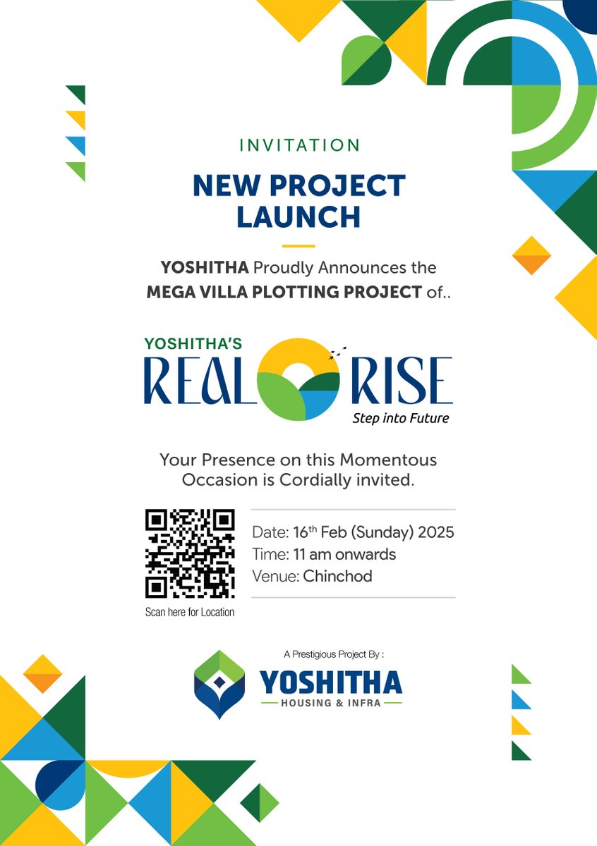 yoshithainfra's tweet photo. Yoshitha presents Mega Villa Plotting Project! π π±
Join us for the grand launch of REAL RISE! ποΈβ¨
Date: 16th Feb 2025, Time: 11 AM
Venue: Chinchod
Visit: https://t.co/8LAsbn4H0w
#NewProjectLaunch #YoshithaHousing #MegaVillaProject #RealRise #LuxuryLiving #GrandLaunch https://t.co/VdqcRQEzkU