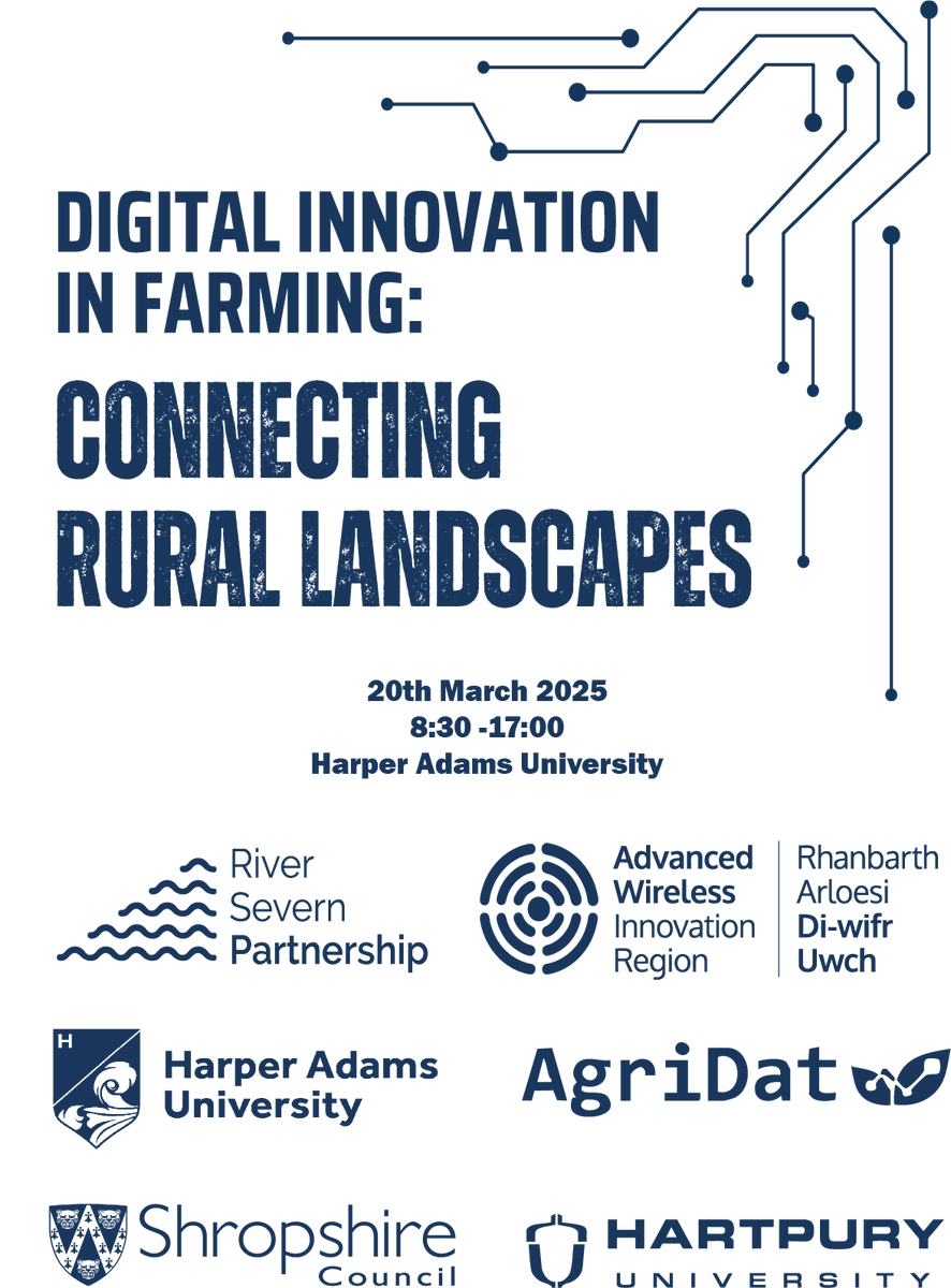 HADigitalFarm's tweet photo. Connectivity in rural landscapes? See what’s possible at our FREE demo day at @HarperAdamsUni!
Register by 12th March: https://t.co/QDOaWay5Op
Agenda: https://t.co/SWKvUaix9k @HartpuryAgTech @EdHarris9000 #DataScience #AdvancedWireless #AgriTech #Wildlife #Livestock #Sensors https://t.co/0b7raO7cKY