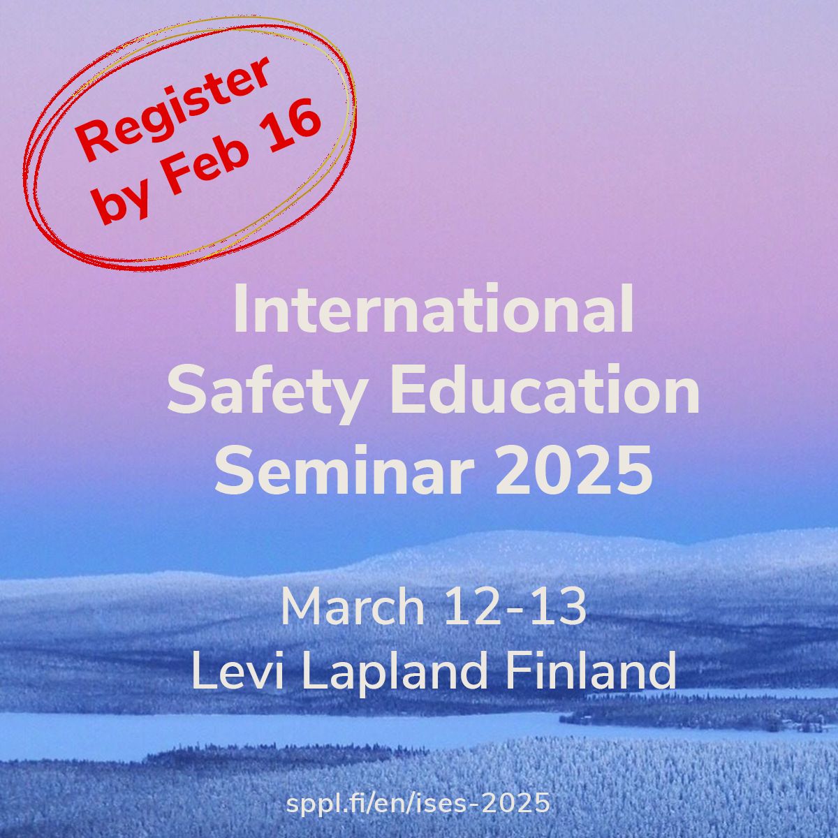 Last call to the ISES 2025! Join the international network of safety education professionals in March 12-13, in Levi Lapland Finland.

👉 Take a look at the program and register now! buff.ly/4ckLz2m

#ISES2025 #SafetyEducation #FireSafety @palosuojelurah <a href="/FEUorg/">FEU Fire Officers</a> <a href="/EuroFSA/">EuroFSA</a>