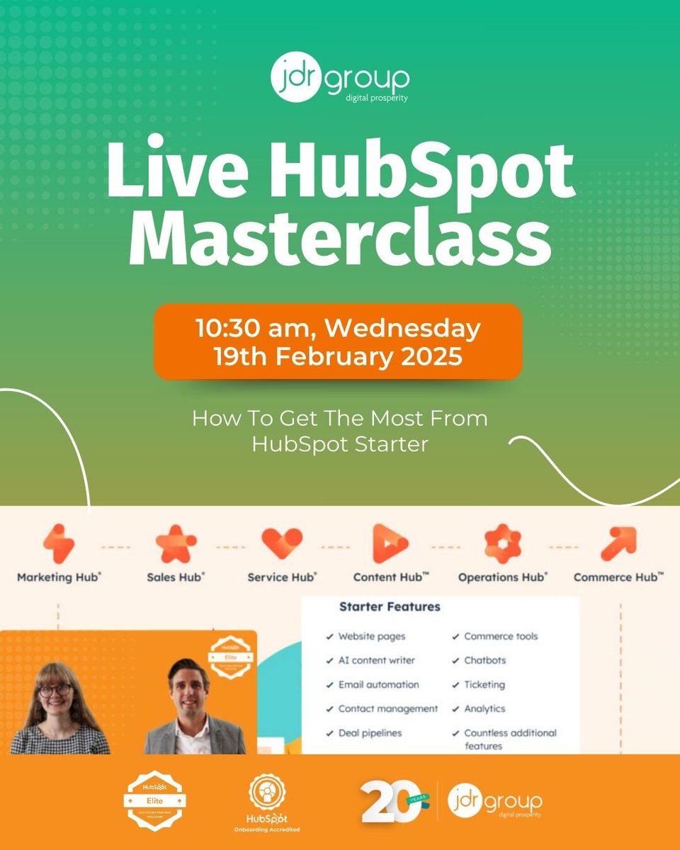 JDRGroupDerby's tweet image. Are you a @HubSpotStarter user? There’s more you can do than you think! Join our free Masterclass to unlock its full potential. Register now: hubs.la/Q036z2--0 
#HubSpot #HubSpotWebinar #HubSpotTools #JDRGroup #CRM #HubSpotStarter