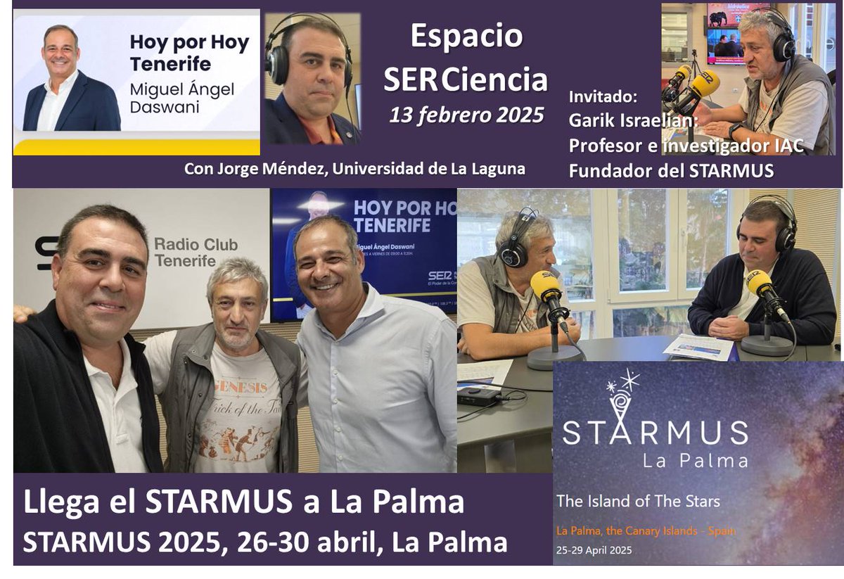 Ya está aquí el STARMUS 2025 <a href="/StarmusFestival/">✰Starmus Festival</a> en La Palma, “la isla de las estrellas” 26-30 abril. Hasta 8 Premios Nobel, conciertos, talleres, charlas, divulgación científica...Escucha entrevista📻🎙  <a href="/radioclubSER/">Radio Club Tenerife</a> con Garik Israelian aquí 👉🏻youtu.be/fGVHldG4XbE