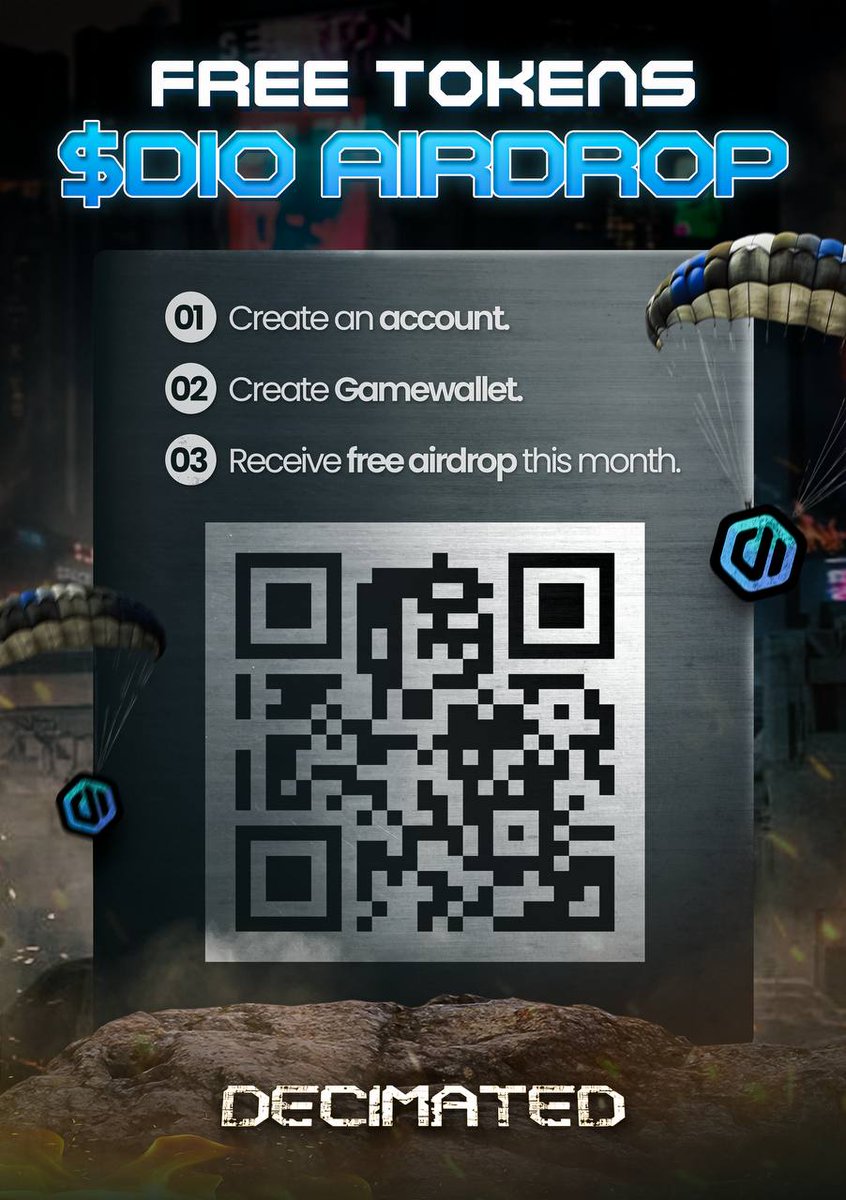 $DIO #airdrop to everyone on the decimated.net website!

Sign up, create a game wallet, retweet this tweet!

Deadline: Feb 28 2025
