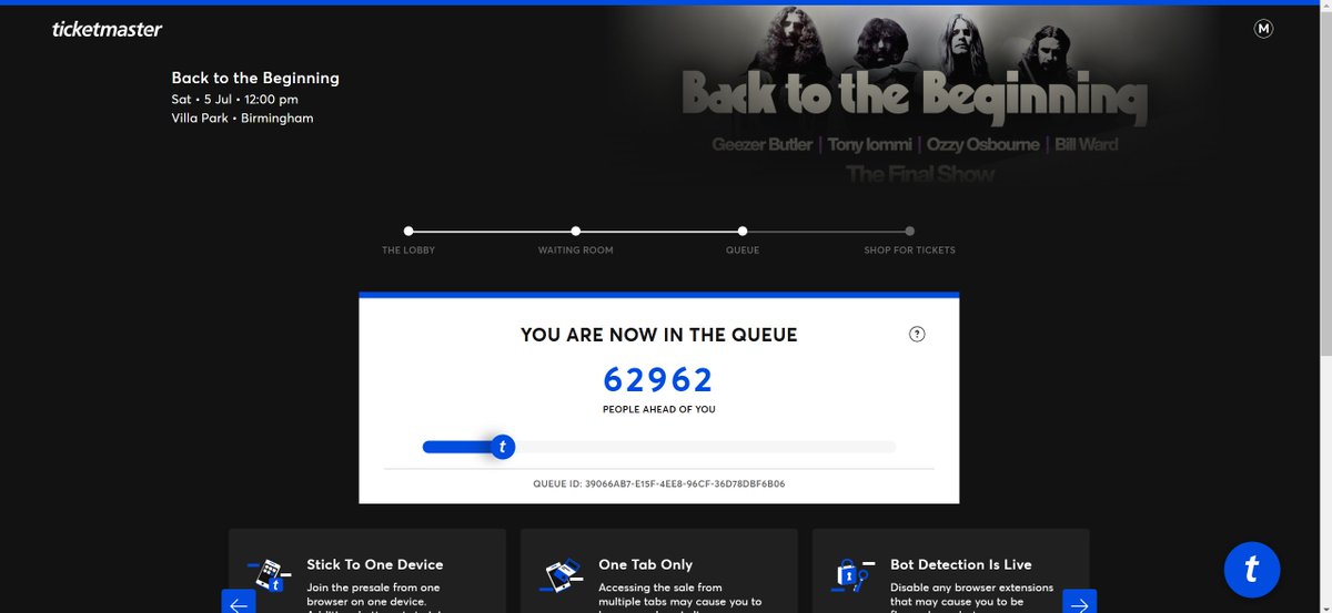 Gonna assume ou f**d up again @ticketmaster... been on this screen for 15 minutes now and not moved in the queue <a href="/MrsSOsbourne/">Sharon Osbourne</a>