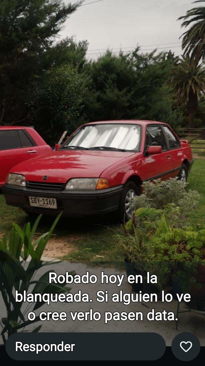 Favor compartir. Es el auto de mi hijo. Lo compró hace un mes y se lo robaron de la calle Secco Illa y 8 de octubre ayer a las 15 horas
<a href="/AlfTuitea/">Alfin</a> <a href="/_elDealerDeLuis/">BLINDAJE TV 🚫 #NarcosPillos</a> <a href="/BUSQUEDAonline/">BÚSQUEDA</a> <a href="/diegodelacurva/">Min. Diego González González</a> <a href="/EPreve/">Eduardo Preve</a> <a href="/nanofolle/">Aureliano Folle</a> <a href="/ladiaria/">la diaria</a> <a href="/CronicasDelEste/">Cronicas del Este</a> <a href="/fitogalli/">Marcelo Fito Galli</a> <a href="/M24radio/">M24</a> <a href="/cabezamartini/">Diego Martini Lemos</a>