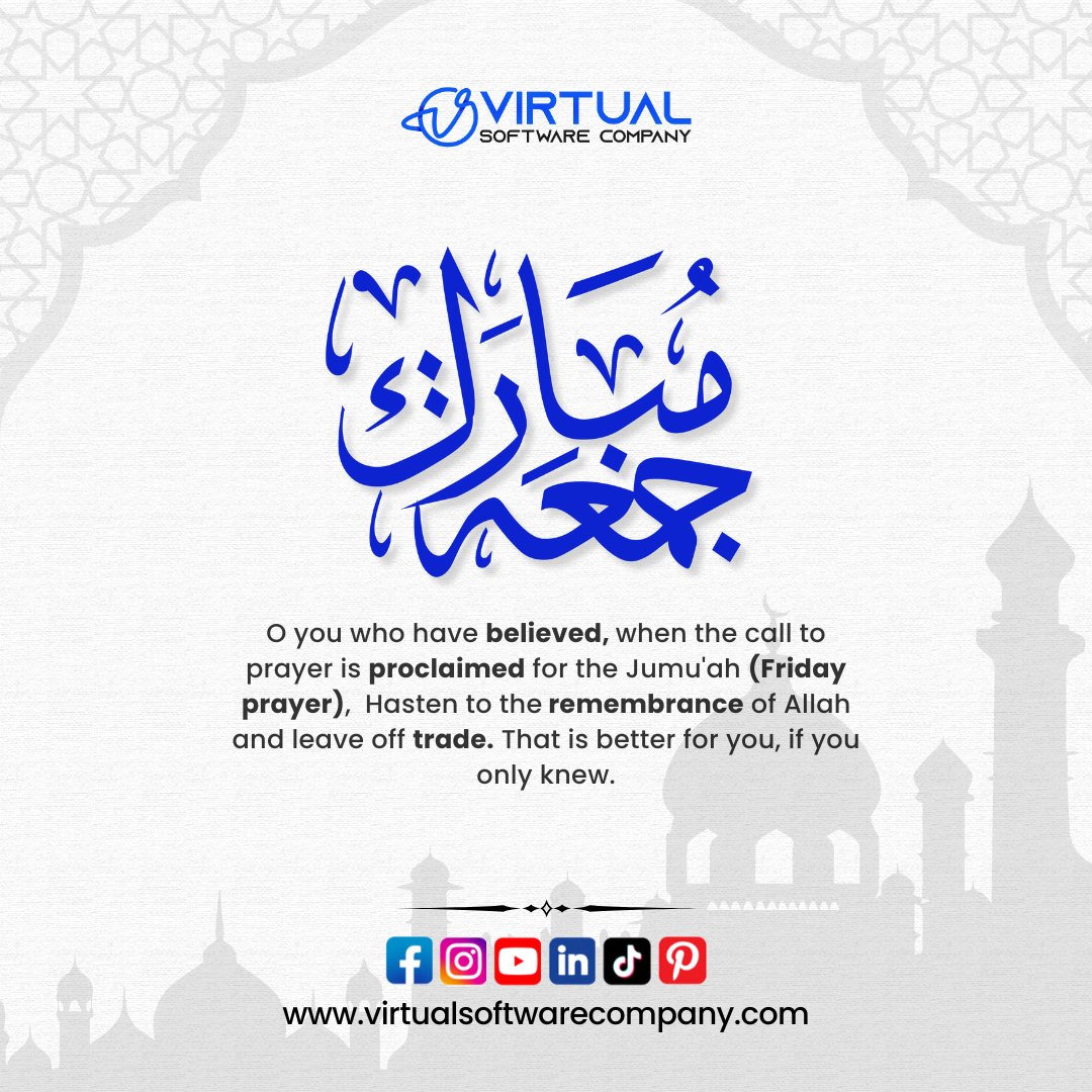 VirtualSoftComp's tweet image. Jumma Mubarak 🌙
May this blessed Friday bring peace, blessings, and endless barakah into your life 🤲

#JummaMubarak #FridayBlessings #virtualsoftwarecompany #IslamicQuotes #Peace #Gratitude