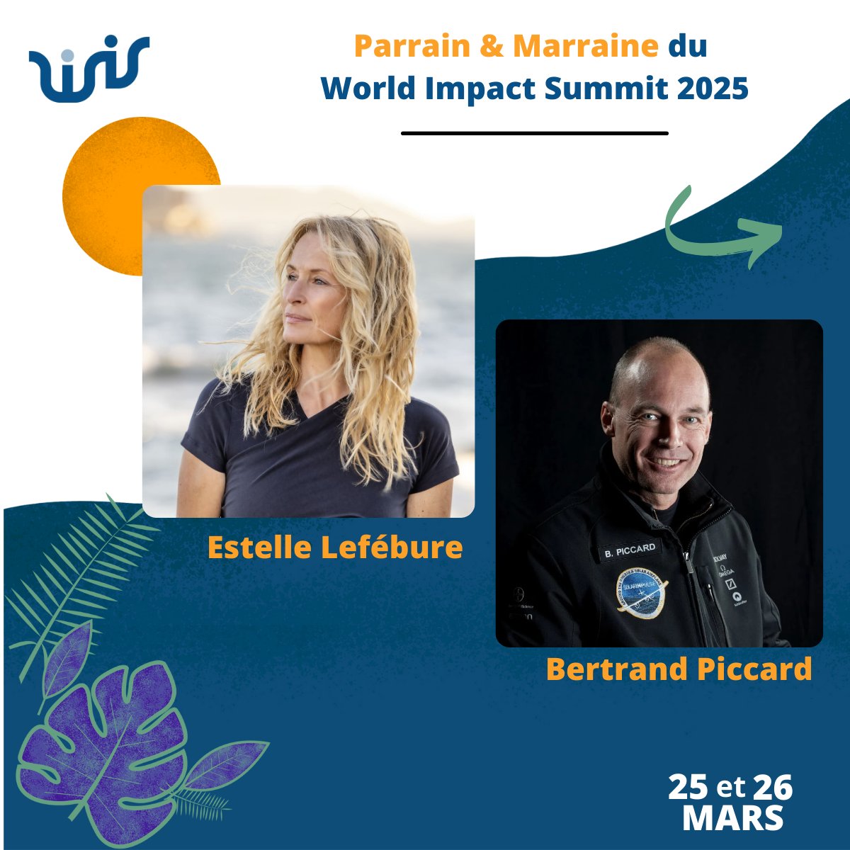 🚨 Annonce 🚨
Parrain &amp; marraine de l'édition 2025 du World Impact Summit ! ✨

🌍 Estelle Lefébure &amp; Bertrand Piccard seront avec nous pour guider cette édition placée sous le signe de l'adaptation au changement climatique ! 
#WorldImpactSummit #wis2025 #leader #Engagement