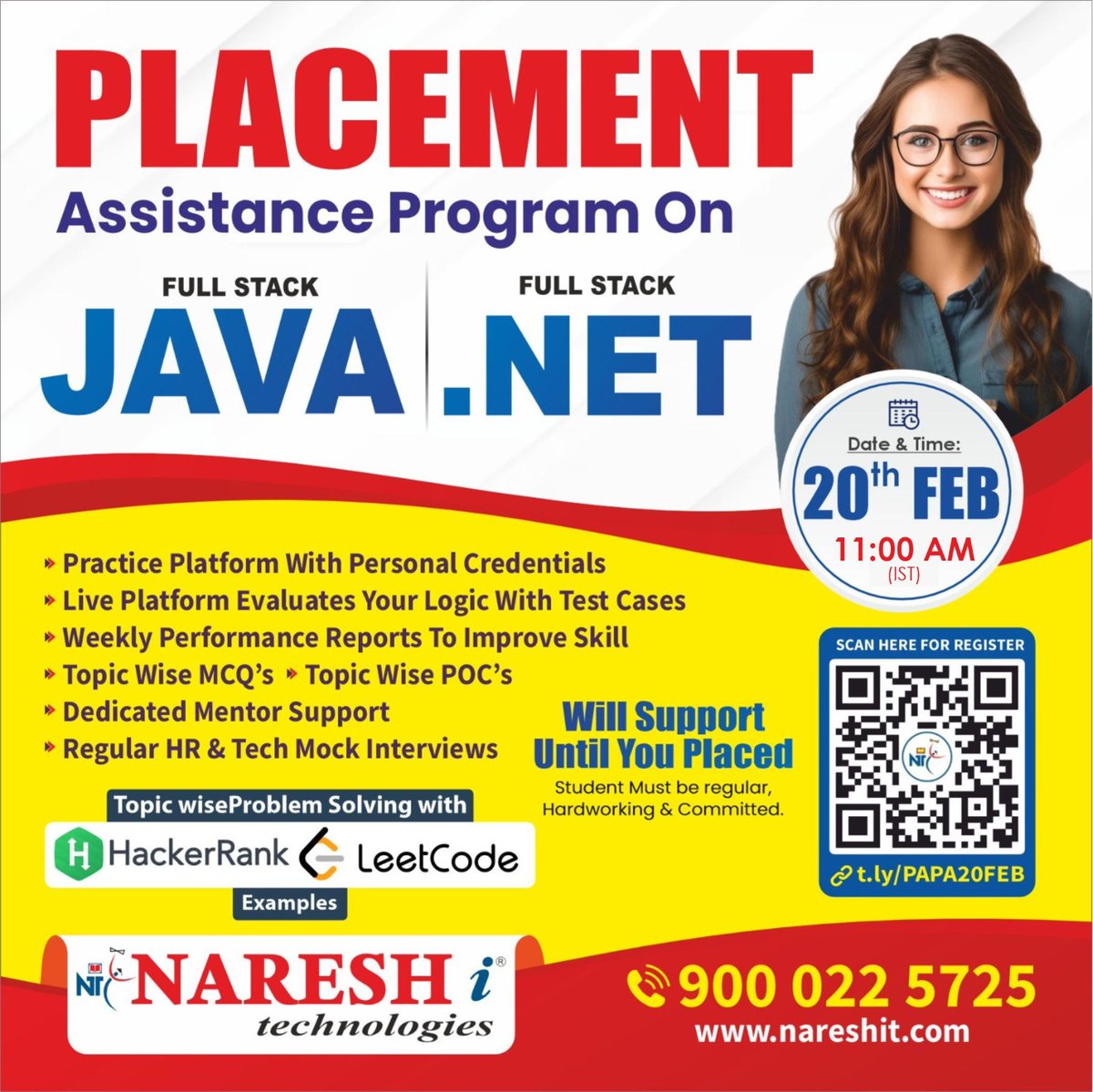 NItTejaswini's tweet photo. 🛑 Placement Assistance Program 🛑

👉Join our JAVA &amp; .NET Training
✍️ Register Now : https://t.co/q9zclSWuhb

New Batch Details:
Date: 20th February 2025
Time: 11:00 AM to 01:00 PM

#java #corejava #oracle #clanguage #html #Aspdotnet #aspdotnetcore #csharpdotnet #program https://t.co/SCmw7F8Twk