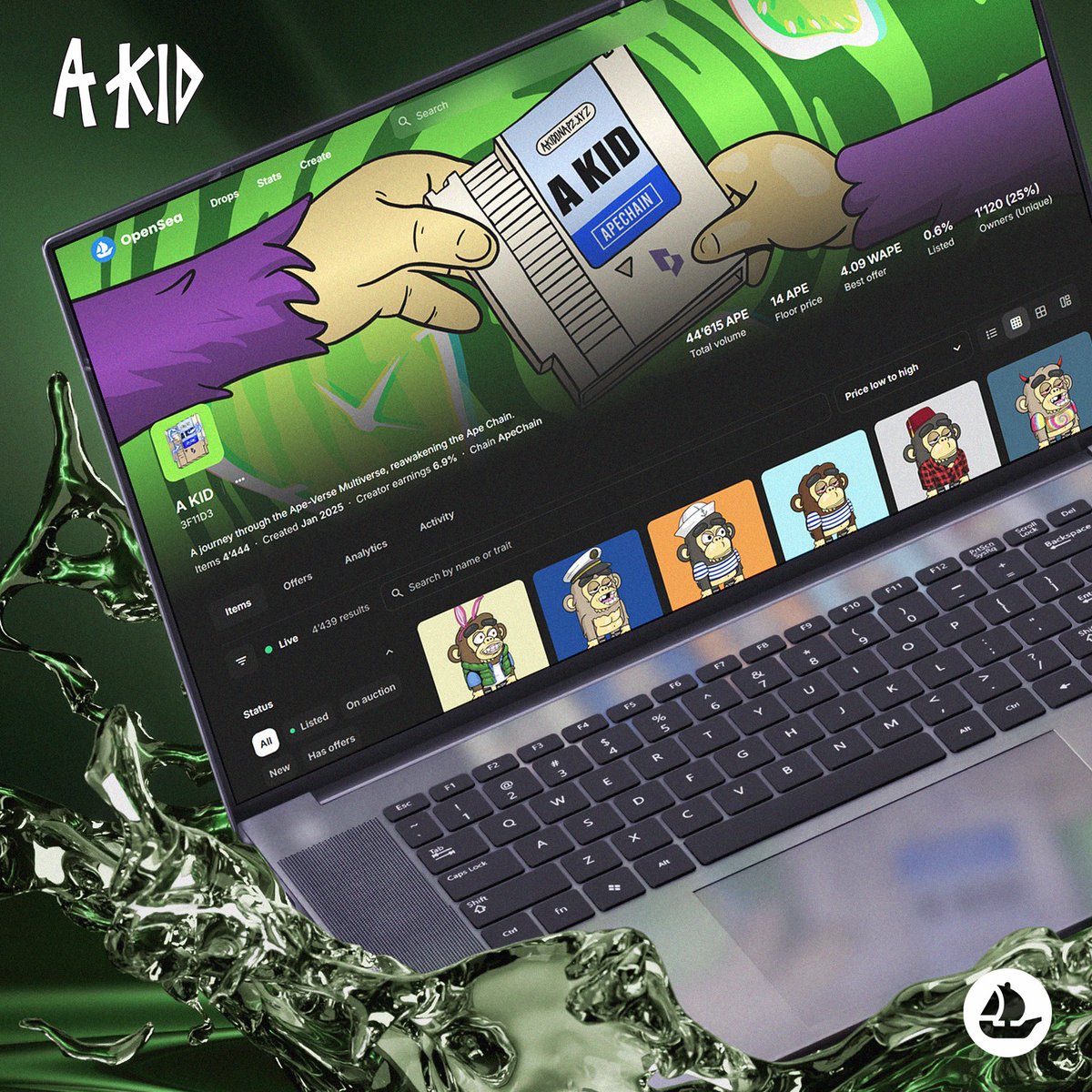 A KID (@akidonape) on Twitter photo 🚀 A KID & A MUTANT KID just hit OpenSea! 🌊
Now you can collect these legends on <a href="/opensea/">OpenSea</a> and bring the Ape-Verse to life! 🎮✨
🐵 A KID: opensea.io/collection/a-k…
🧪 A MUTANT KID: opensea.io/collection/a-m…
Who’s diving in? 👀🔥 🚀 A KID & A MUTANT KID just hit OpenSea! 🌊
Now you can collect these legends on <a href="/opensea/">OpenSea</a> and bring the Ape-Verse to life! 🎮✨
🐵 A KID: opensea.io/collection/a-k…
🧪 A MUTANT KID: opensea.io/collection/a-m…
Who’s diving in? 👀🔥
