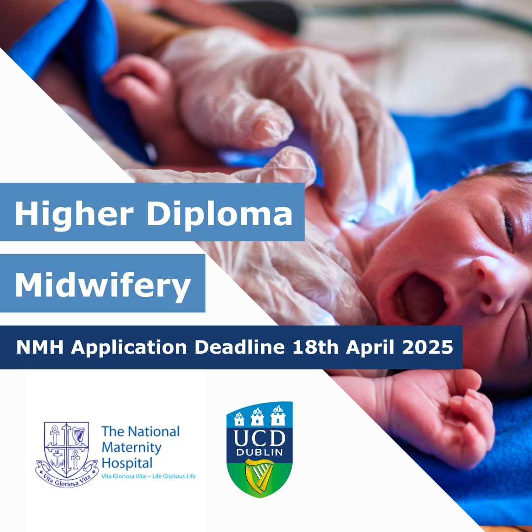UCD School of Nursing, Midwifery & Health Systems (@ucdsnmhs) on Twitter photo Now Enrolling: The post-registration Higher Diploma in Midwifery is now open for applications. This programme is delivered in partnership with the National Maternity Hospital <a href="/_TheNMH/">The National Maternity Hospital</a>
⏲️ Deadline 18th April 2025
🔗 Apply Now nmh.ie/home/midwifery… Now Enrolling: The post-registration Higher Diploma in Midwifery is now open for applications. This programme is delivered in partnership with the National Maternity Hospital <a href="/_TheNMH/">The National Maternity Hospital</a>
⏲️ Deadline 18th April 2025
🔗 Apply Now nmh.ie/home/midwifery…