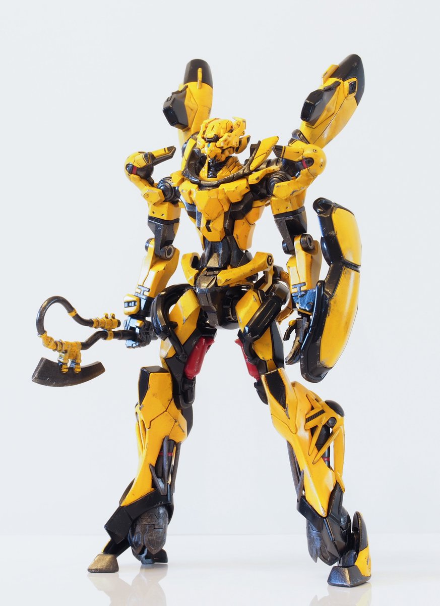 gunpla1125's tweet photo. 『ジークアクス』完成

バンブルビーぽく配色してみました🟡

（1/3） https://t.co/UV5mJCbQKY