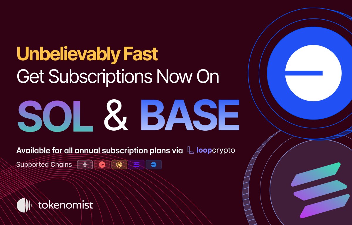 Tokenomist_ai's tweet photo. Fast, efficient, insightful. 💪

Tokenomist Essential and Pro subscriptions now available on @solana and @base chains!

Grab your Tokenomist accounts now:
https://t.co/wvPVzRIRXO https://t.co/v1ZmuO77cz