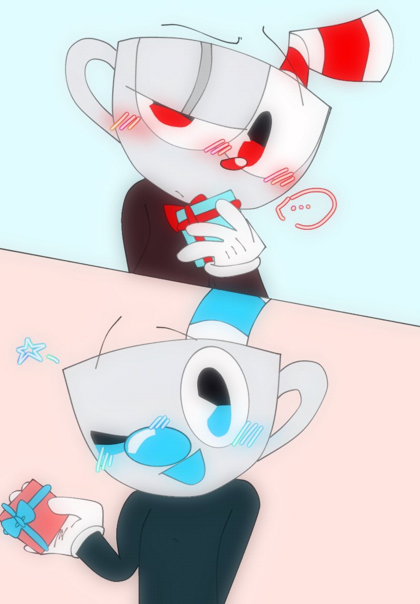 Marron438's tweet photo. ❤️🩵💛🍫
#art #ValentinesDay #Valentines 
#cuphead #cupheadshow #Mugman #Chalice   #fyp #t  #cupheadunit #kapuuni #カップヘッドユニット #カプユニ https://t.co/KDfuMbEEIC