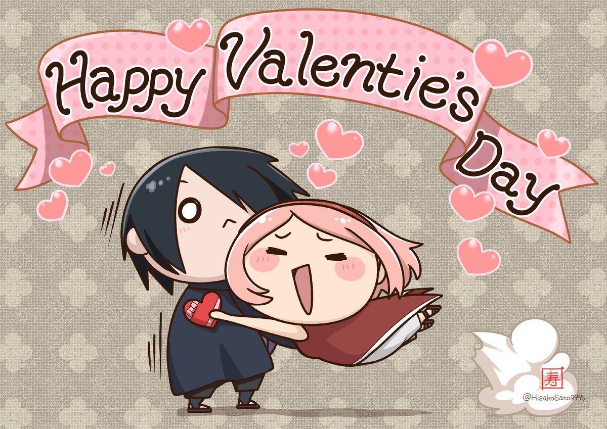 sasusakv's tweet photo. Sasusaku valentine art by Hisako Sato (animator) 🎁🍫❤️ https://t.co/8nAl3BQrUw