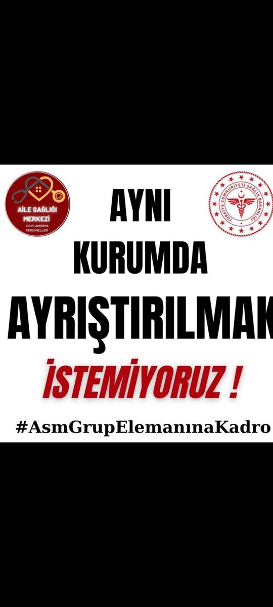Özlük hakkı iş güvencesi sağlıkçı sıfatı eşit işe eşit ücret idari ve mali haklarımızı istiyoruz

#AsmGrupElemanınaKadro