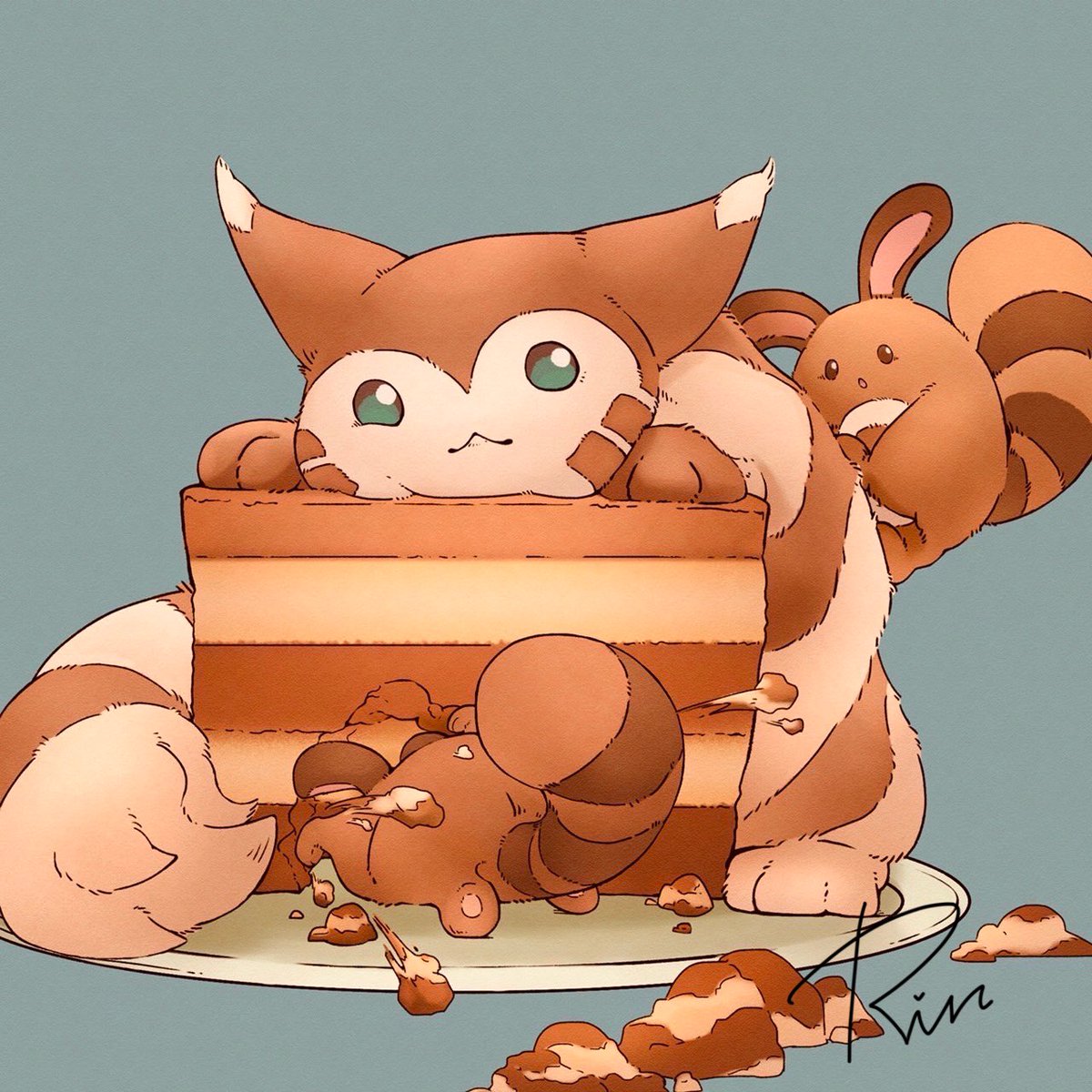 『オオタチョコケーキ』
Happy Valentine's Day 🍫

#Pokemon  #ポケモンイラスト #pokemonfanart #オオタチ #オタチ 
#バレンタイン #Valentine