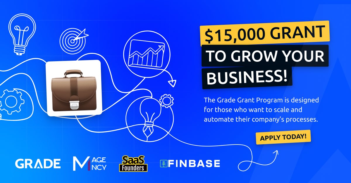We’re launching a unique grant to help businesses scale &amp; optimize their processes! Only 3 companies will win:

✨ What’s included?
✅ $15,000 grant:
• $10,000 for Grade system (automation, analytics, optimization).
• $5,000 for expert consultations &amp; audits from SaaS Founders,