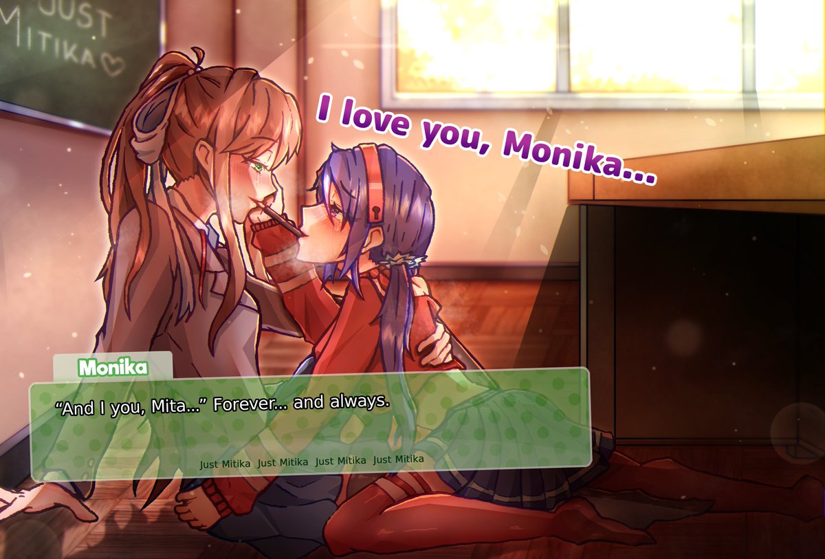 JasonFreeTweets's tweet photo. "We found comfort in each other's arms, away from the torment of the player."
Happy Valentines Day everyone!! Especially to Mitika enjoyers!
*i suffered for this because i had to use my mouse, Y'ALL BETTER ENJOY IT 😂*
#mitika #ddlcmonika #misidemita https://t.co/0WBmZET4b9