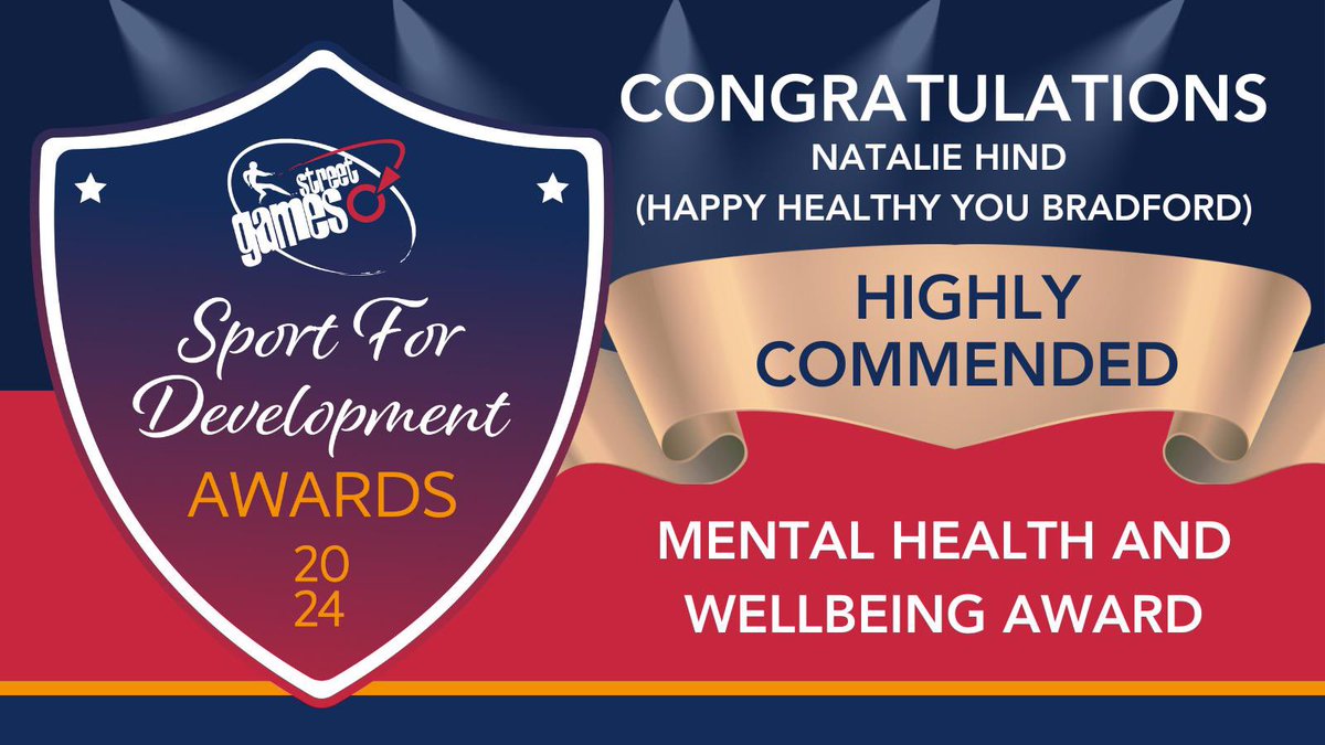 StreetGamesYorkshire (@sgyorkshire) on Twitter photo Congratulations to <a href="/HappyhealthyuBB/">Happyhealthyyou</a> for the Highly Commended- Mental Health and Wellbeing Award ๐
Such a massive achievement and you should be very proud for all the work you do. Congratulations to <a href="/HappyhealthyuBB/">Happyhealthyyou</a> for the Highly Commended- Mental Health and Wellbeing Award ๐
Such a massive achievement and you should be very proud for all the work you do.