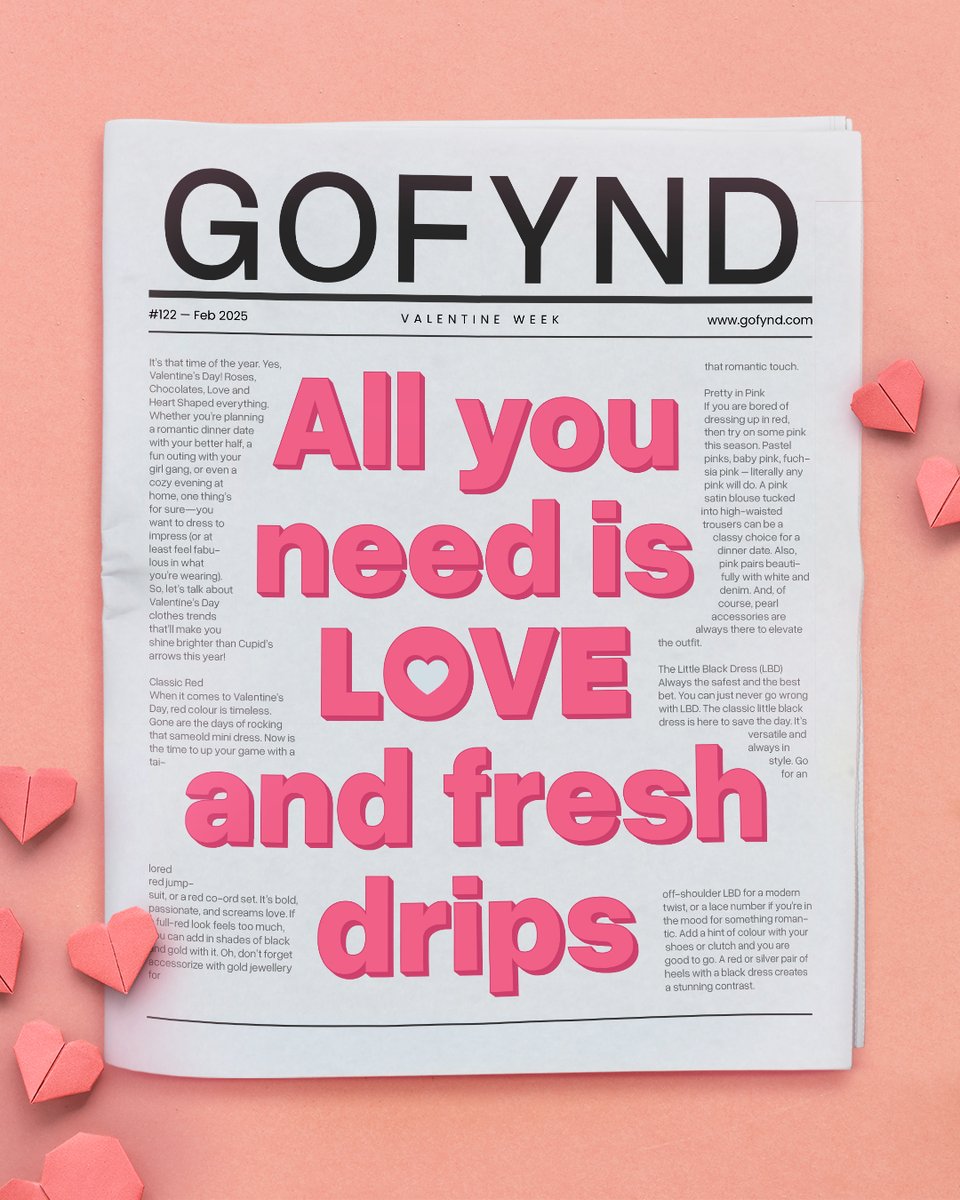 GoFynd (@gofynd) on Twitter photo 🌹Happy Valentine’s Day💗
We can’t deliver love❤️ at your doorstep but FRESH DRIPS😎 that we totally CAN🔥🤩 Head to the link in bio & download the GoFynd app now!🔗
#ValentinesDay #Valentinesday2025 #Valentines #gofynd 🌹Happy Valentine’s Day💗
We can’t deliver love❤️ at your doorstep but FRESH DRIPS😎 that we totally CAN🔥🤩 Head to the link in bio & download the GoFynd app now!🔗
#ValentinesDay #Valentinesday2025 #Valentines #gofynd