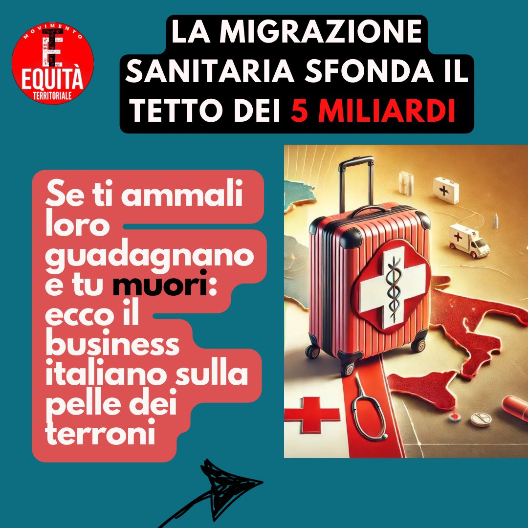 solombrinosind1's tweet photo. Il #business illegale sulla pelle dei #meridionali. Distruggono  la #sanità al #sud così se ti ammali o muori o gli porti denaro https://t.co/j9krqIvhm0