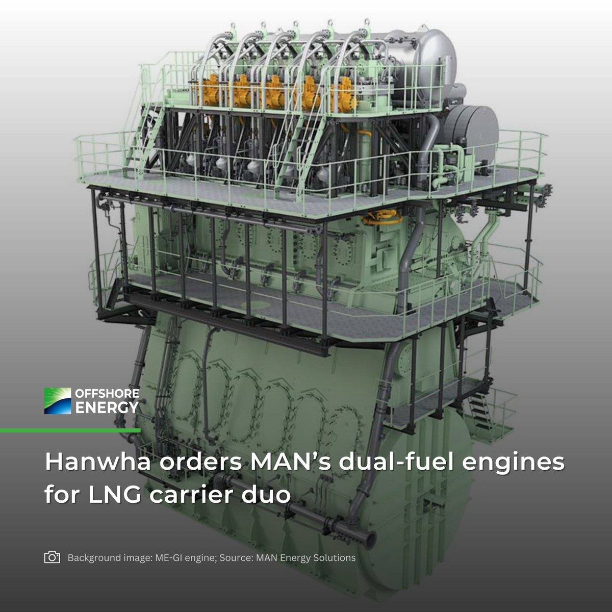 offshoreenergyt's tweet photo. 📢 @man_e_s #MEGI engines are set to power two #LNG carriers @Hanwha_Ocean is building for an undisclosed #shipowner.

⚓ 𝐅𝐮𝐥𝐥 𝐬𝐭𝐨𝐫𝐲 ➡️ https://t.co/55ed7sl7AP 

#MANES #HanwhaOcean #twostroke #dualfuel

📸 ME-GI engine; Source: MAN Energy Solutions https://t.co/KHTnjDVOG2