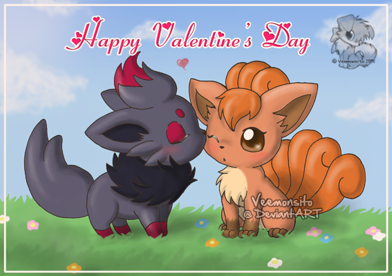 Valentine's Day themed Pokémon fanart featuring Zorua ♂️ x Vulpix ♀️
#ValentinesDay #ポケモンイラスト #バレンタインデー