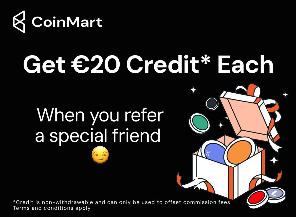 💖 Spread the Crypto Love – Earn €20 Each!

This Valentine’s Day, sharing crypto comes with a special bonus! From February 14th to 16th, Invite your friends to join CoinMart, and both of you will receive €20 in credits—because crypto is better together!

More information: