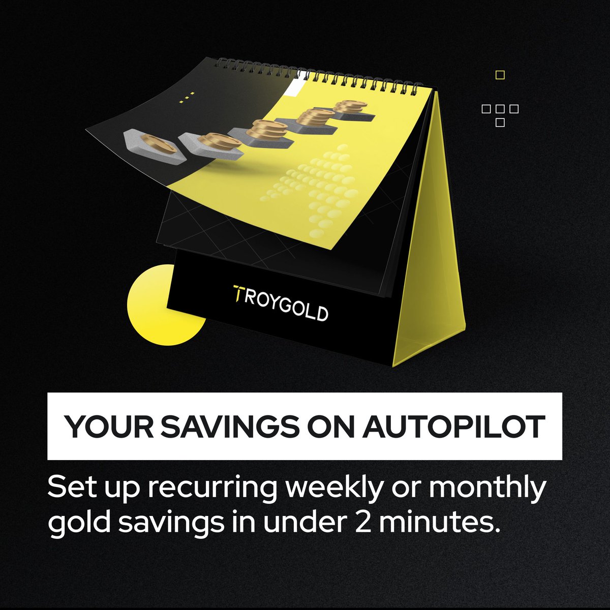 Set up a weekly or monthly debit order directly on the app to start stacking up on gold. Automate your savings and watch your gold grow. 

Don't wait - start growing your wealth today.