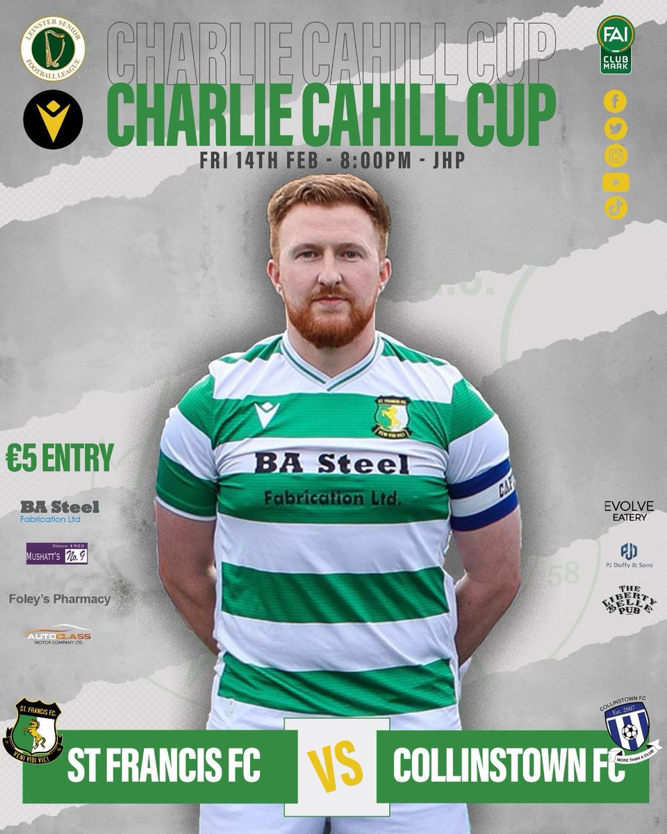 St Francis FC Seniors (@seniorsst) on Twitter photo Fixture News |
<a href="/LSLLeague/">Leinster Senior League</a> Charlie Cahill Cup
St Francis FC v <a href="/collinstown2007/">collinstownfc2007</a>
It’s the re-arranged Charlie Cahill Cup fixture tonight as we welcome <a href="/collinstown2007/">collinstownfc2007</a> to a bird shite free JHP. Always a cracker between both teams 🔥
<a href="/AlQuinn2015/">LSL Live Update’s</a> | #lsllivescore | 🟢🔵 | Fixture News |
<a href="/LSLLeague/">Leinster Senior League</a> Charlie Cahill Cup
St Francis FC v <a href="/collinstown2007/">collinstownfc2007</a>
It’s the re-arranged Charlie Cahill Cup fixture tonight as we welcome <a href="/collinstown2007/">collinstownfc2007</a> to a bird shite free JHP. Always a cracker between both teams 🔥
<a href="/AlQuinn2015/">LSL Live Update’s</a> | #lsllivescore | 🟢🔵 |