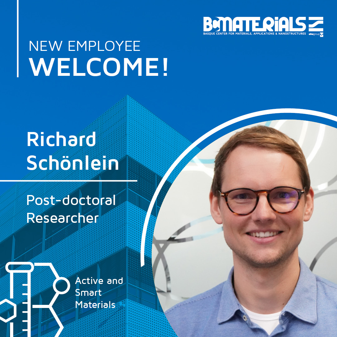 BCMaterials's tweet photo. We are glad to recieve Richard Schönlein as new post-doctoral researcher. Dr. Schönlein will work in the Active and Smart Materials research line, more specifically on polymer-based energy harvesting systems. Welcome to #BCMaterials, Richard!! https://t.co/HUaECs7ThA
