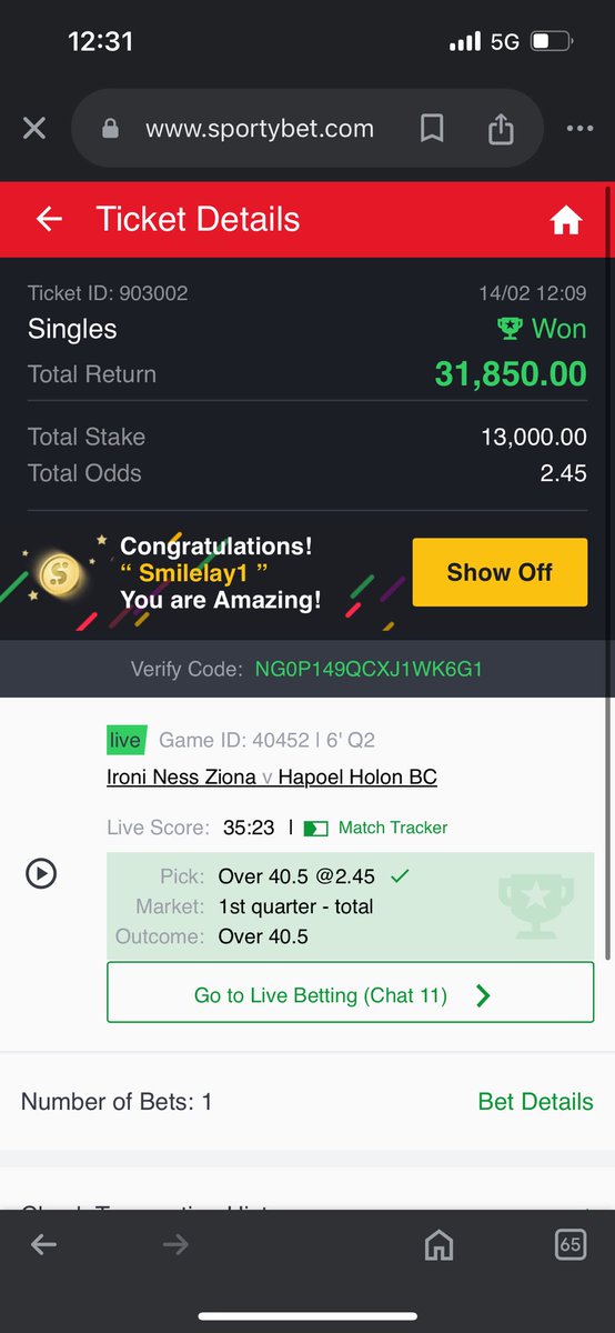Big_Spido's tweet photo. @sportylivebets Thanks boss you too much https://t.co/4V8NPmIqfK