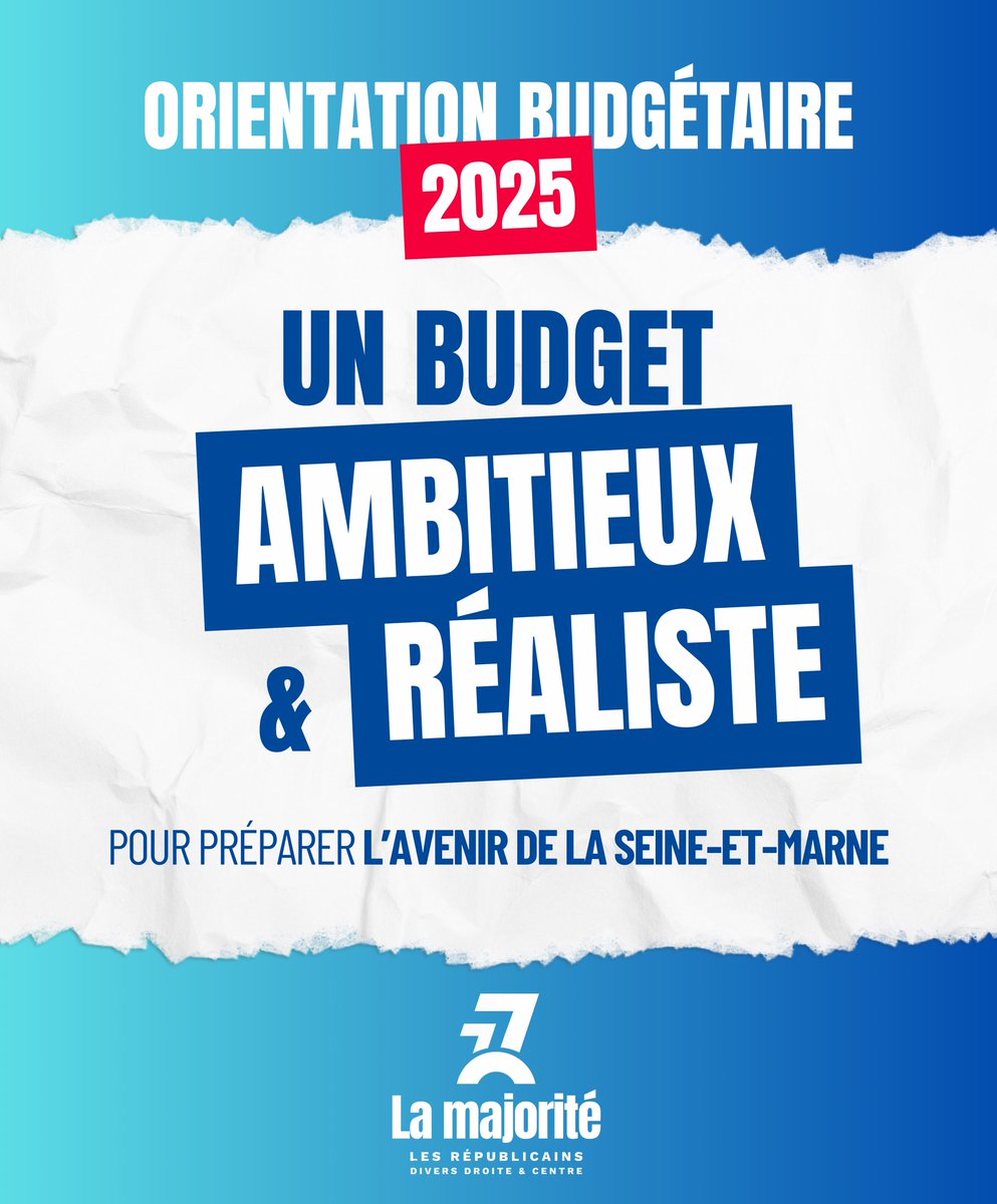 Orientation budgétaire pour 2025 ⤵️

👉 Un budget réaliste et ambitieux  

🚀 Parce que les investissements d’aujourd’hui sont essentiels pour préparer l’avenir de la Seine-et-Marne, ce budget est réaliste mais aussi ambitieux !

#SéancePublique #DirectMajo77