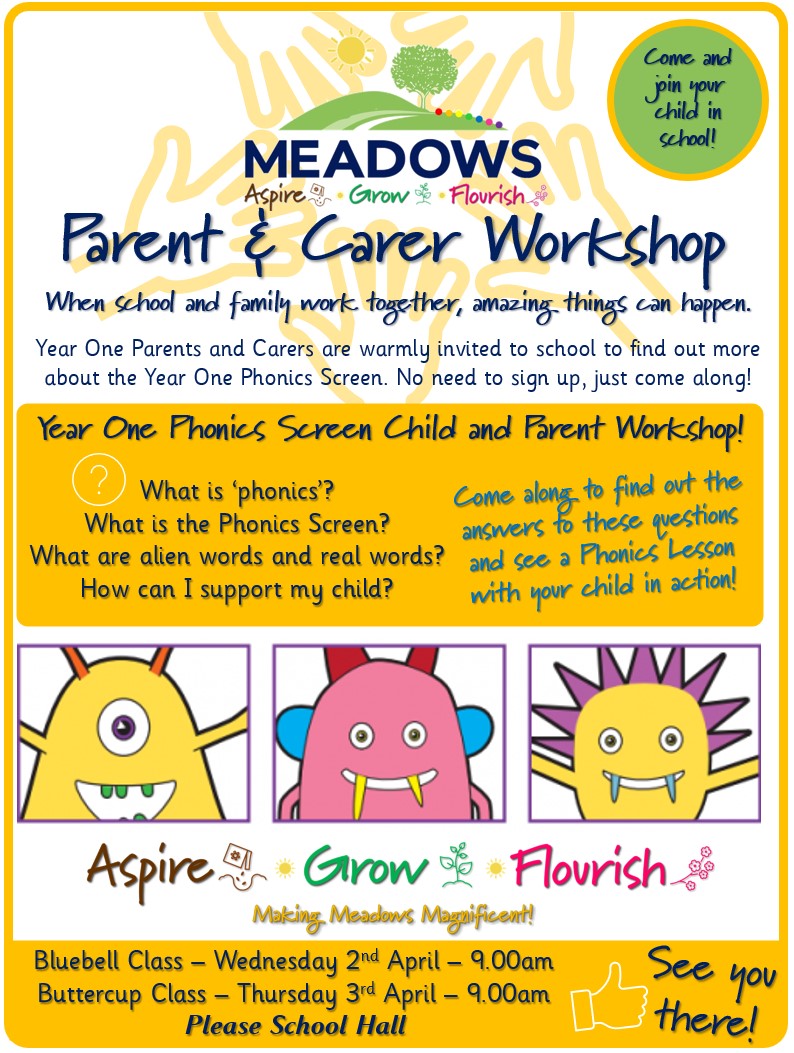 Are you a Parent or Carer of a child in Year One?

We would love you to spend time with your child in school in an upcoming workshop! 

#AspireGrowFlourish🌱