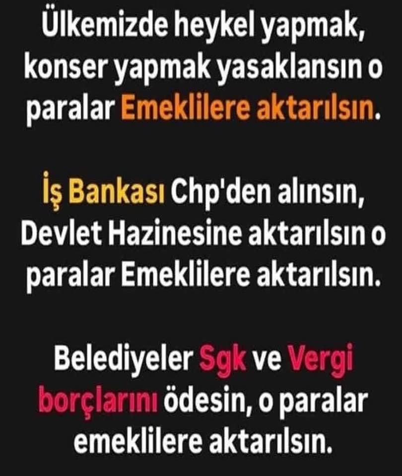 <a href="/herkesicinCHP/">CHP 🇹🇷</a> (ALINTI) VARMISINIZ BİZ EMEKLİLERİ DÜŞÜNEN SİZLER BUNLARI YAPMAYA SES VERİN DE DUYALIM