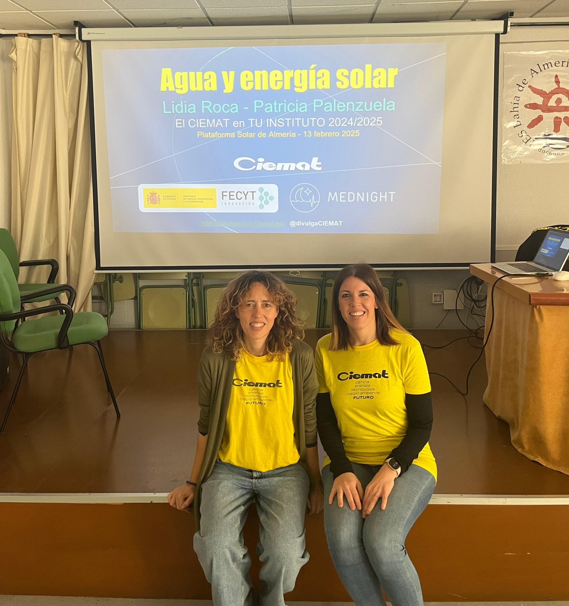 PSA-CIEMAT (@psaciemat) on Twitter photo Las investigadoras de la <a href="/psaciemat/">PSA-CIEMAT</a> Lidia Roca y Patricia Palenzuela dieron ayer una charla sobre "Agua y Energía Solar" en el IES Bahía de Almería.
<a href="/DivulgaCIEMAT/">CIEMAT Divulgación</a> #elciematentuinstituto Las investigadoras de la <a href="/psaciemat/">PSA-CIEMAT</a> Lidia Roca y Patricia Palenzuela dieron ayer una charla sobre "Agua y Energía Solar" en el IES Bahía de Almería.
<a href="/DivulgaCIEMAT/">CIEMAT Divulgación</a> #elciematentuinstituto