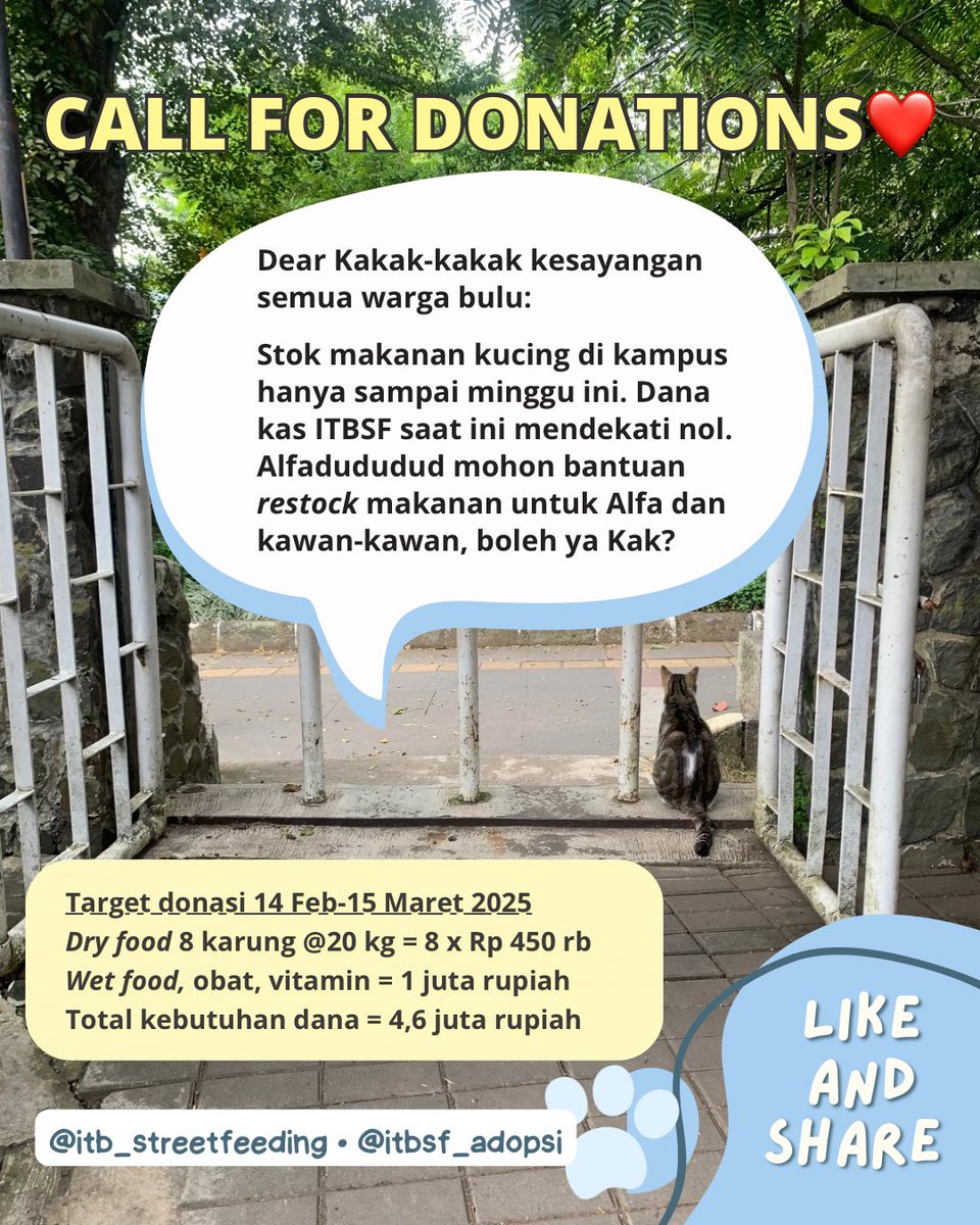ITBSF's tweet photo. Dear Kakak2 kesayangan semua: mhn bantuannya Kak 🥹🙏🏻
Stok makanan sdh sangat tipis, hanya sampai 16 Feb.
Segala bntuk bantuan sgt dinantikan 🙏🏻
Terima kasih 3000x Kak ❤️
Plis support & share🫶🏻
#callfordonations #opendonation #opdon #itbstreetfeeding #inharmoniapurrogressio https://t.co/9RbHehpwMt