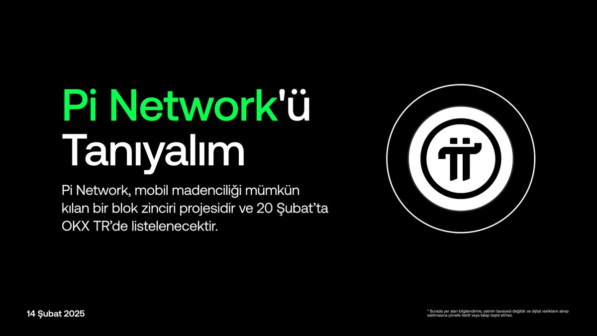 OKX TR (@okxturkiye) on Twitter photo 🔍 Coin Keşfi: #PiNetwork, $PI
20 Şubat'ta OKX TR'de listelenecek olan $PI, akıllı telefonlar ile madencilik yapılmasına olanak tanıyan ve geniş kitleleri kripto ekosistemine dahil etmeyi amaçlayan bir projedir.
Gelin tüm detaylarıyla Pi Network'ü inceleyelim⬇️
1/7 🧵 🔍 Coin Keşfi: #PiNetwork, $PI
20 Şubat'ta OKX TR'de listelenecek olan $PI, akıllı telefonlar ile madencilik yapılmasına olanak tanıyan ve geniş kitleleri kripto ekosistemine dahil etmeyi amaçlayan bir projedir.
Gelin tüm detaylarıyla Pi Network'ü inceleyelim⬇️
1/7 🧵