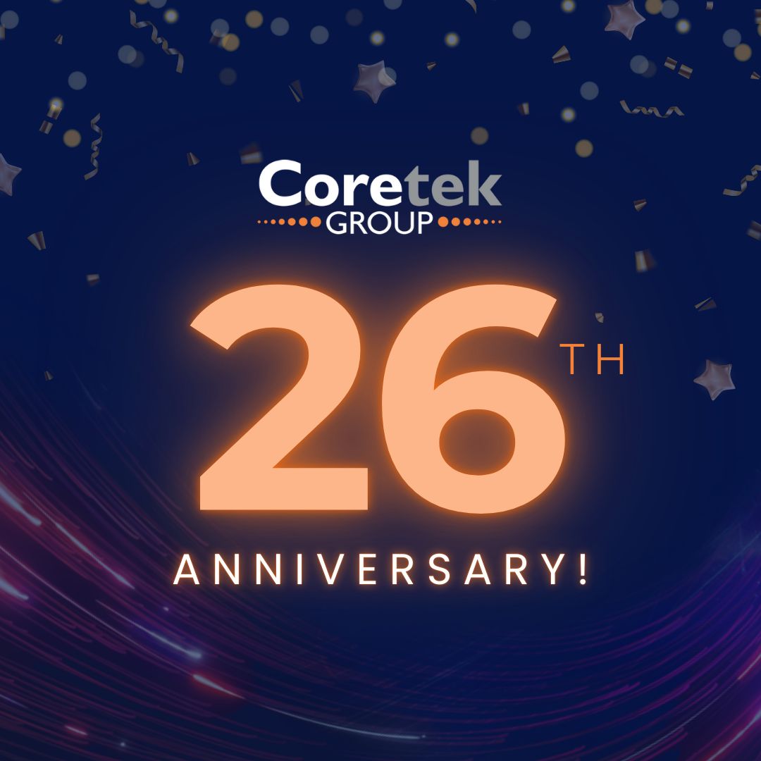 CoretekGroup's tweet image. Coretek is 26! Technology has changed a lot since we started in 1999, and we’re proud to have evolved alongside it to continue providing the best IT solutions around. 

A huge thank you to our amazing team, clients, and partners for your support over the years.