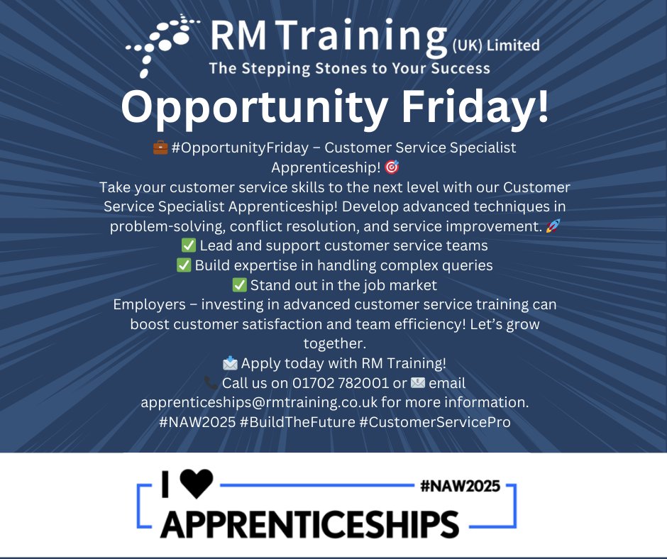 RMTraininguk's tweet photo. #NationalApprenticeshipWeek2025 #NAW2025 #RMTraining #Skillsforlife #celebrate #appreticeships #BuildTheFuture #Apprenticeshipsuccess #qualifications #opportunity #career #customervicespecialist #handonexperience #earnwhileyoulearn #customerservice https://t.co/EKA14DkUGm