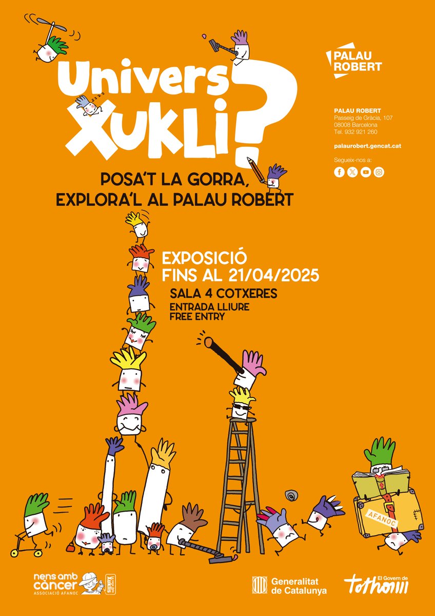 Federació Catalana d'Entitats contra el Càncer (@fececfederacio) on Twitter photo 🚀 Des d'avui i fins al 21 d'abril pots visitar l’exposició “Univers Xukli? Posa’t la Gorra, explora’l al Palau Robert”. 🙌🏻 Una exploració sobre l’origen de l’<a href="/AFANOC/">Associació de Nens i Nenes amb Càncer (AFANOC)</a>.💪🏻
📍 Sala 4 Cotxeres del <a href="/palaurobert/">Palau Robert</a>
🎟️ Entrada lliure
🔗 cutt.ly/frqvxYBJ 🚀 Des d'avui i fins al 21 d'abril pots visitar l’exposició “Univers Xukli? Posa’t la Gorra, explora’l al Palau Robert”. 🙌🏻 Una exploració sobre l’origen de l’<a href="/AFANOC/">Associació de Nens i Nenes amb Càncer (AFANOC)</a>.💪🏻
📍 Sala 4 Cotxeres del <a href="/palaurobert/">Palau Robert</a>
🎟️ Entrada lliure
🔗 cutt.ly/frqvxYBJ